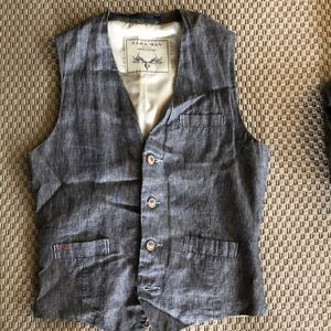 Seersucker / Denim Vintage Dress Vest
